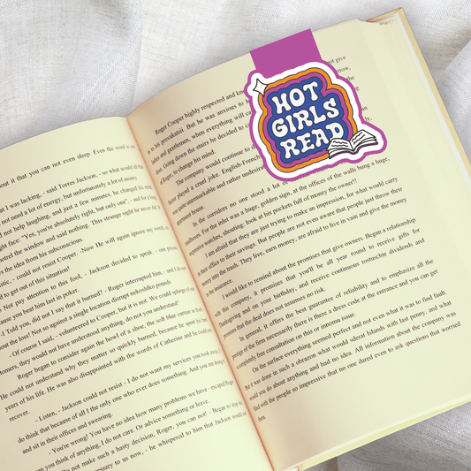 Magnetic Bookmark, Hot Girls Read Laminated with Holographic Overlay, Waterproof, Bookstore Merch, Book Reader