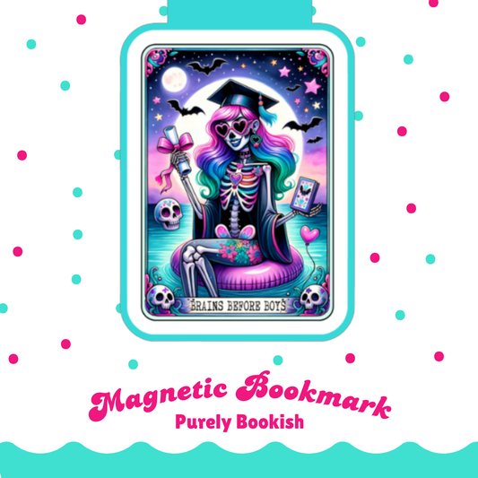 Magnetic Bookmark, Brains Before Boys Tarot Card Laminated with Holographic Overlay, Waterproof, Bookstore Merch, Book Reader