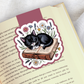 Magnetic Bookmark, Sleepy Cat on Books Laminated with Holographic Overlay, Waterproof, Bookstore Merch, Book Reader