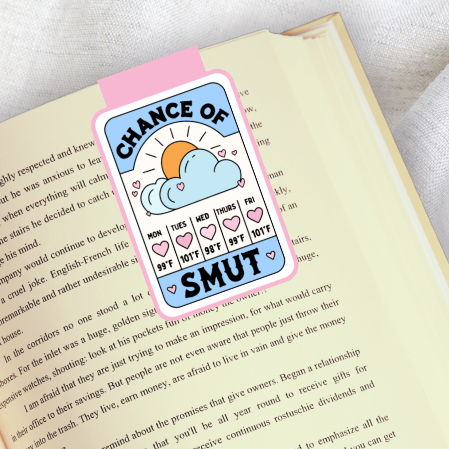 Magnetic Bookmark, Chance of Smut Forecast Laminated with Holographic Overlay, Waterproof, Bookstore Merch, Book Reader