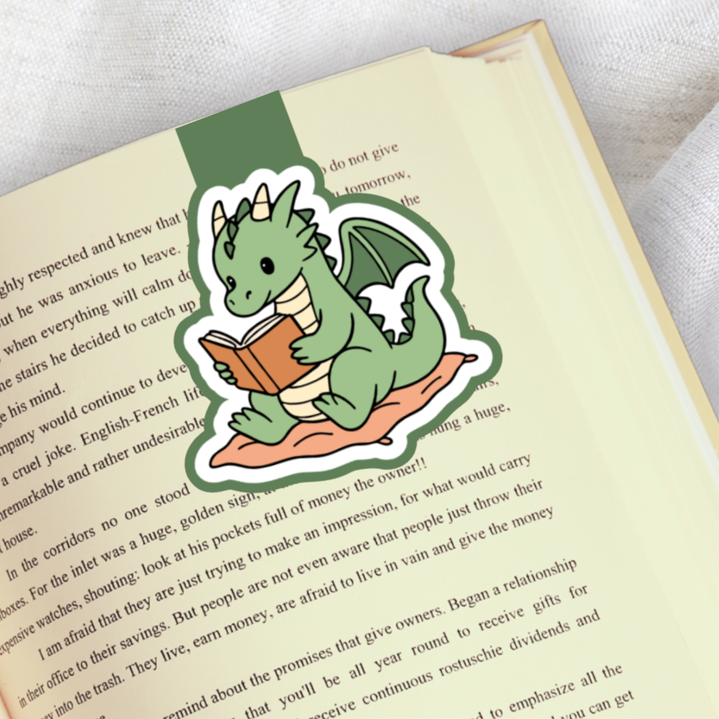 Magnetic Bookmark, Dragon Reading Books Laminated with Holographic Overlay, Waterproof, Bookstore Merch, Book Reader