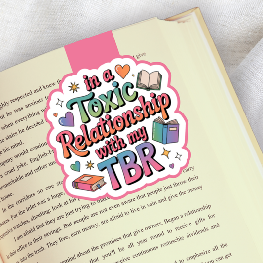 Magnetic Bookmark, In a Toxic Relationship With My TBR Laminated with Holographic Overlay, Waterproof, Bookstore Merch, Book Reader