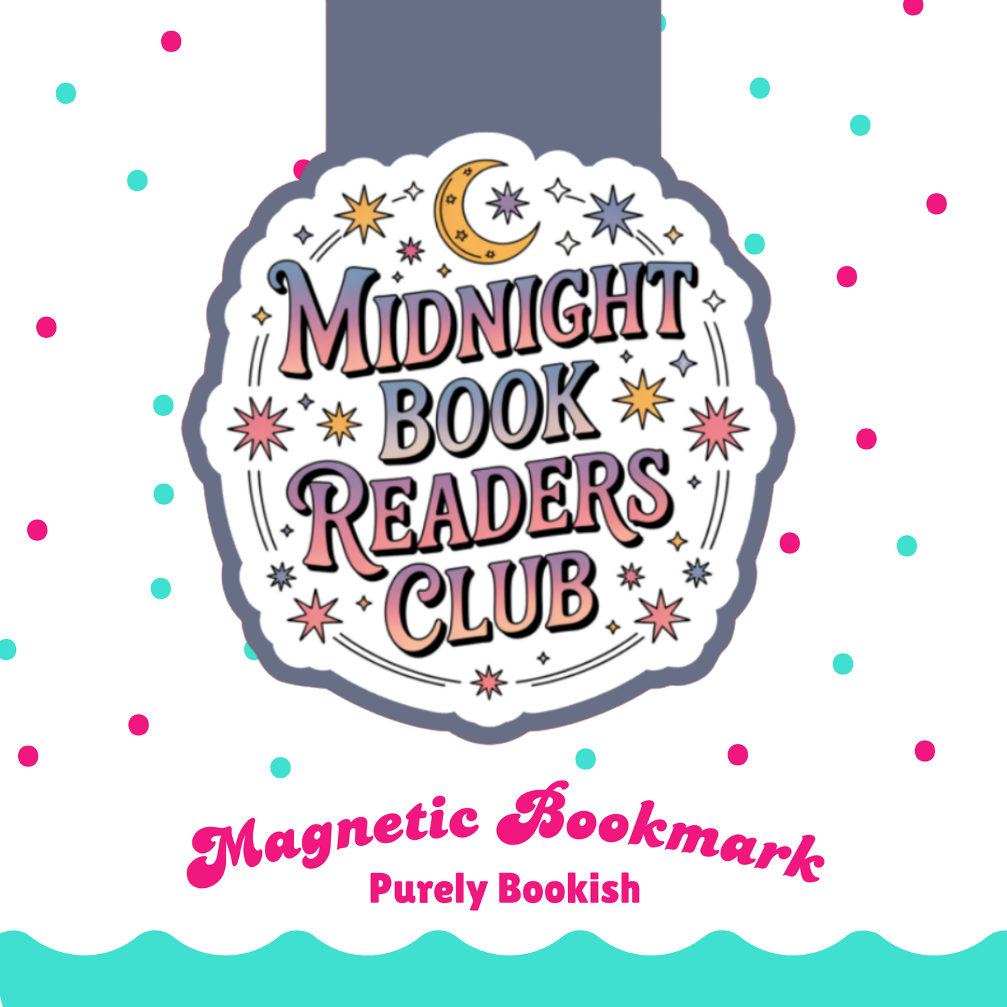 Magnetic Bookmark, Midnight Book Readers Club Laminated with Holographic Overlay, Waterproof, Bookstore Merch, Book Reader
