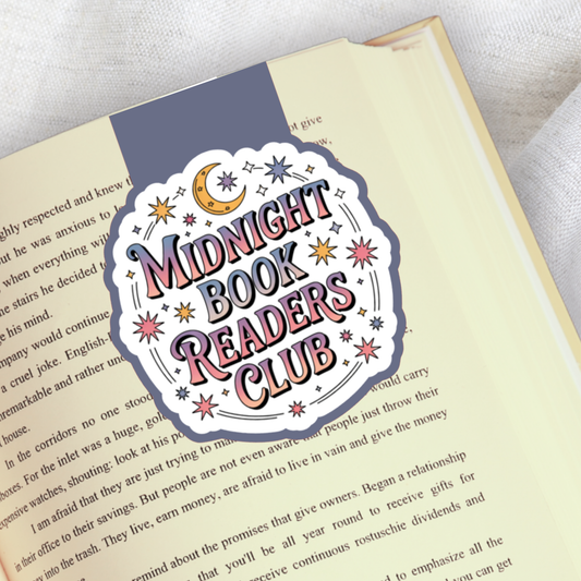 Magnetic Bookmark, Midnight Book Readers Club Laminated with Holographic Overlay, Waterproof, Bookstore Merch, Book Reader