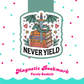 Magnetic Bookmark, Never Yield Dragon Romantasy Laminated with Holographic Overlay, Waterproof, Bookstore Merch, Book Reader