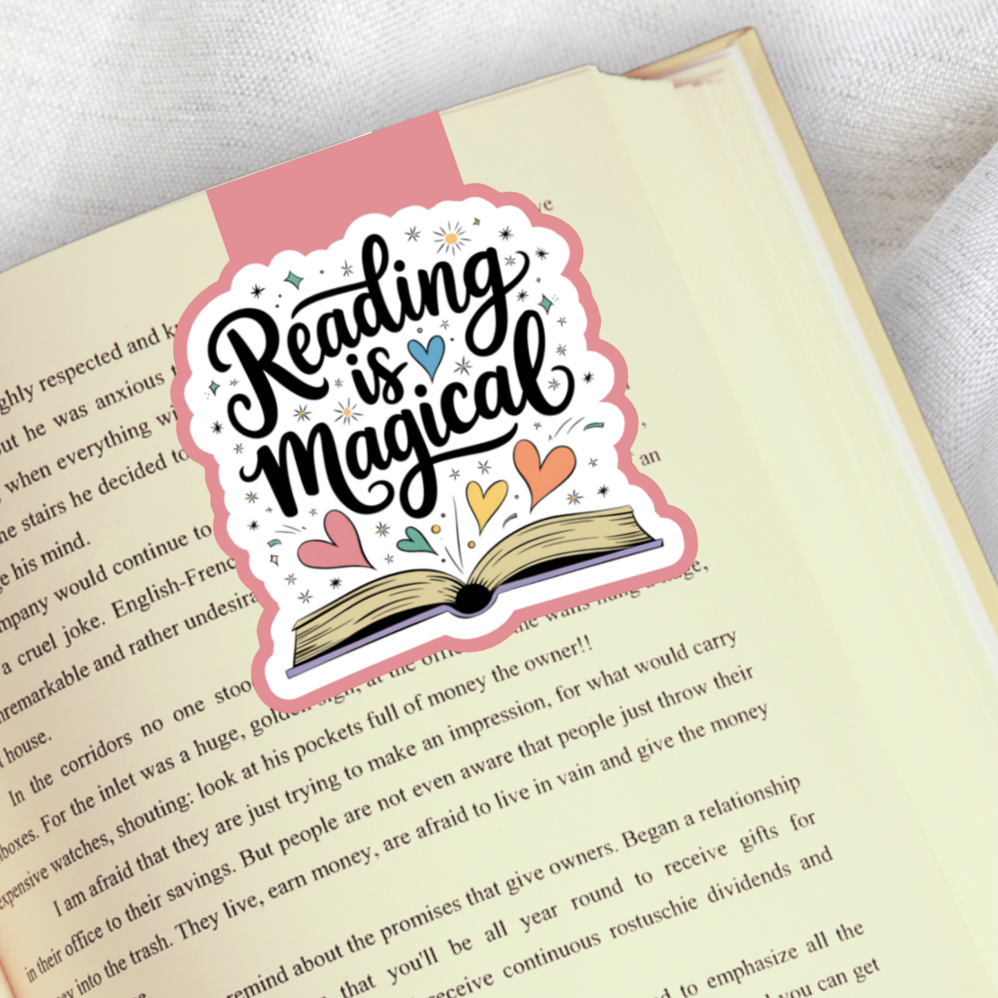 Magnetic Bookmark, Reading is Magical Laminated with Holographic Overlay, Waterproof, Bookstore Merch, Book Reader