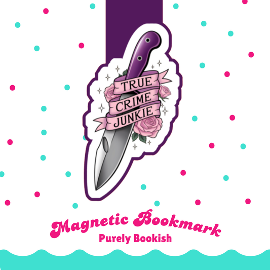 Magnetic Bookmark, True Crime Junkie Laminated with Holographic Overlay, Waterproof, Bookstore Merch, Book Reader