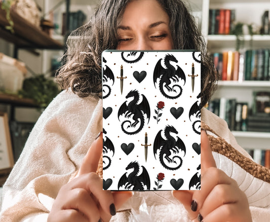 Dark Fantasy Dragon Kindle Insert with Sparkly Overlay, Clear Case Kindle Paper, Dark Academia Booktok Reader Decor