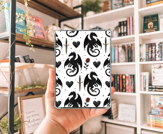 Dark Fantasy Dragon Kindle Insert with Sparkly Overlay, Clear Case Kindle Paper, Dark Academia Booktok Reader Decor