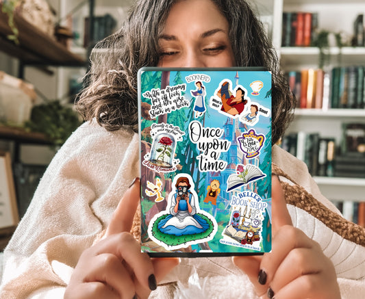 Fairytale Belle Bookish Castle Kindle Insert with Sparkly Overlay, Clear Case Kindle Paper Insert, Cozy Reader Accessory