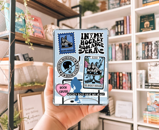 Hockey Romance Kindle Insert with Sparkly Overlay, Clear Case Kindle Paper, Booktok Sports Romance Decor