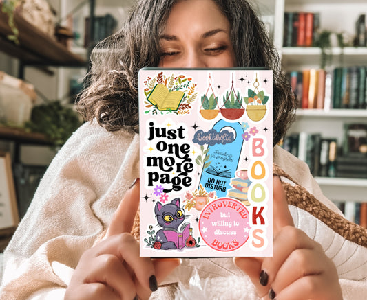 Just One More Page Kindle Insert with Sparkly Overlay, Clear Kindle Case Insert, Book Lover Reading Accessory