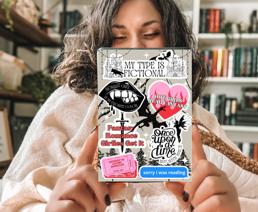 My Type Is Fictional Kindle Insert with Sparkly Overlay, Fantasy Romance Clear Case Kindle Insert, Bookish Girlie Reader Decor