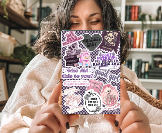 Dark Romance Girlie Kindle Insert with Sparkly Overlay, Morally Grey Booktok Reader Clear Case Kindle Insert