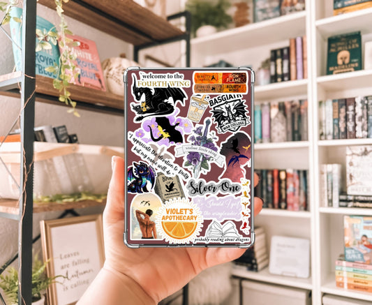 Dragon Fantasy Romance Kindle Insert with Sparkly Overlay, Romantasy Reader Clear Case Kindle Insert