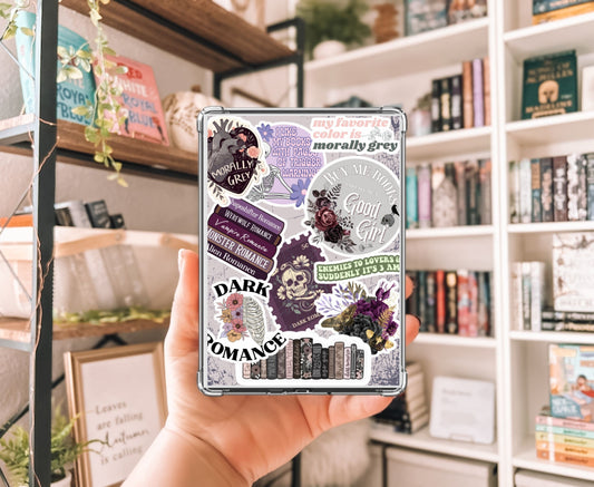 Morally Grey Dark Romance Kindle Insert with Sparkly Overlay, Dark Romance Reader Clear Case Kindle Insert