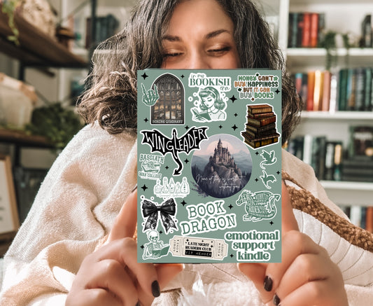 Book Dragon Kindle Insert with Sparkly Overlay, Fantasy Bookish Clear Kindle Case Insert