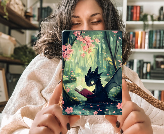 Fantasy Dragon Kindle Insert with Sparkly Overlay, Cute Bookish Clear Kindle Case Insert, Cozy Reader Aesthetic