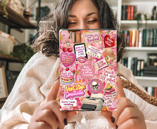 Pink Smut Romance Kindle Insert with Sparkly Overlay, BookTok Romance Reader Clear Kindle Case Insert