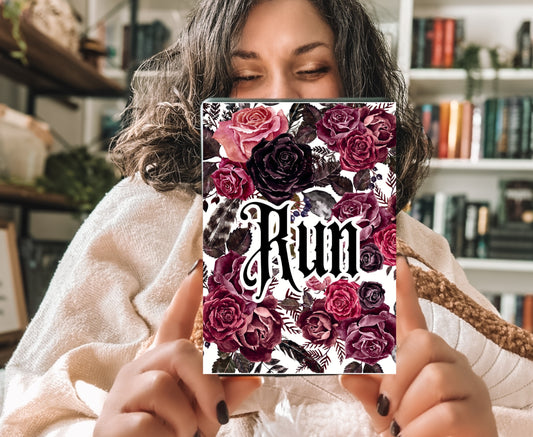 RUN Little Mouse Romantic Floral Kindle Insert with Sparkly Overlay, Dark Rose Bookish Clear Kindle Case Insert