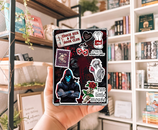 Dark Romance Kindle Insert with Sparkly Overlay, Morally Grey Bookish Clear Kindle Case Insert