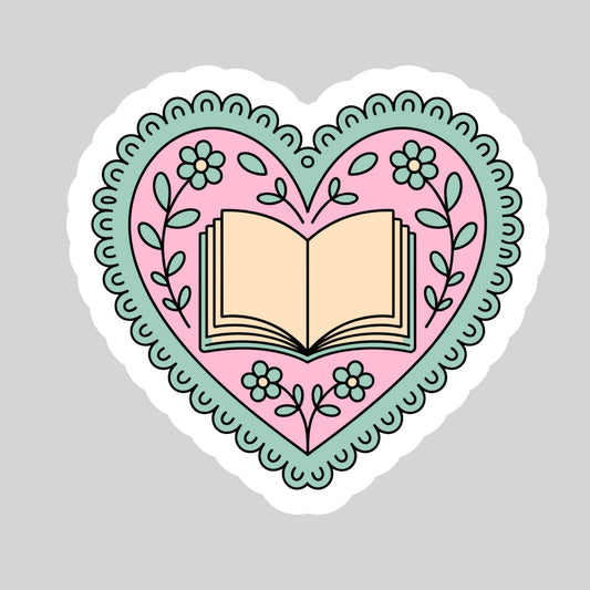 Hearts and Book Book Reader Sticker – 3" Waterproof Bookish Sticker with Holo Overlay – Reading, Books, Reader Gift, Book Lover, Bookstore