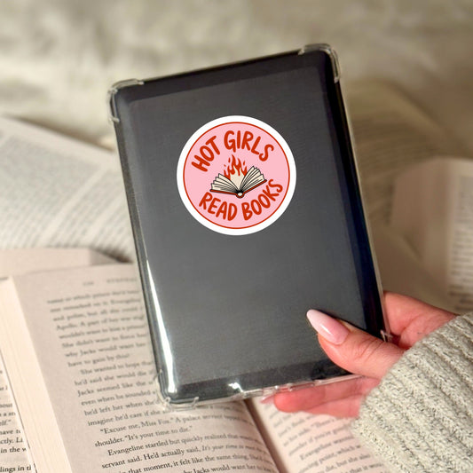 Hot Girls Rad Books! Book Reader Sticker – 3" Waterproof Bookish Sticker with Holo Overlay – Reading, Books, Reader Gift, Book Lover