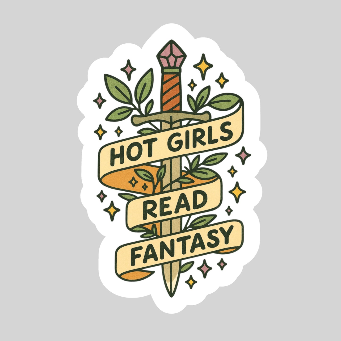 Hot Girls Read Fantasy Book Reader Sticker – 3" Waterproof Bookish Sticker with Holo Overlay – Reading, Books, Reader Gift, Book Lover