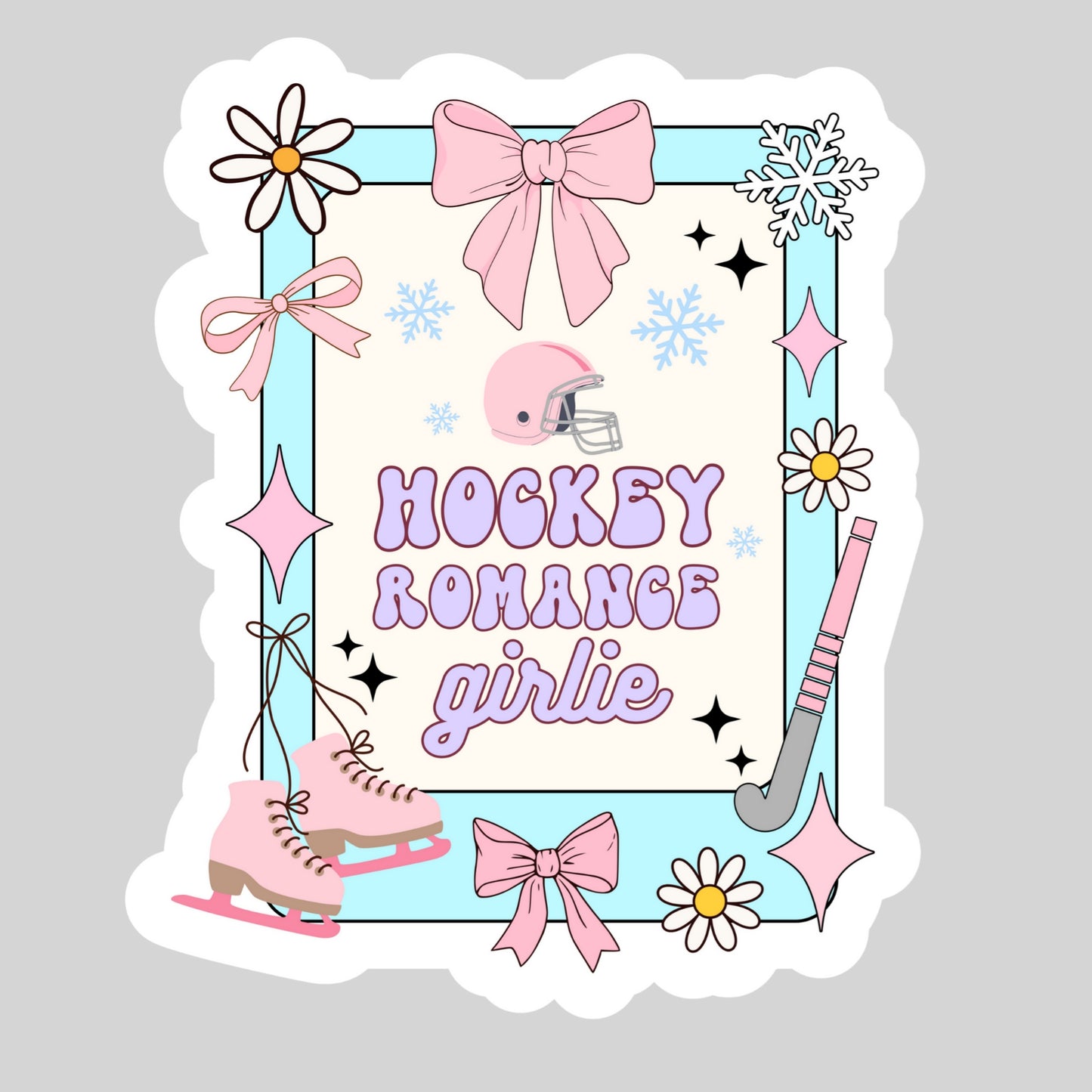 Hockey Romance Girlie Book Reader Sticker – 3" Waterproof Bookish Sticker with Holo Overlay – Reading, Books, Reader Gift, Book Lover