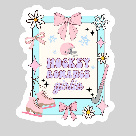 Hockey Romance Girlie Book Reader Sticker – 3" Waterproof Bookish Sticker with Holo Overlay – Reading, Books, Reader Gift, Book Lover
