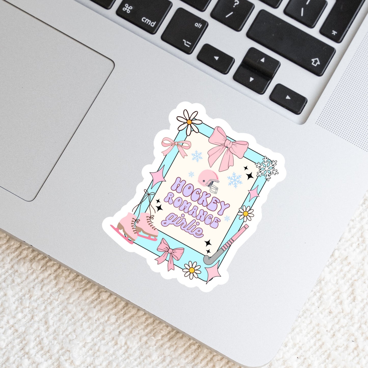 Hockey Romance Girlie Book Reader Sticker – 3" Waterproof Bookish Sticker with Holo Overlay – Reading, Books, Reader Gift, Book Lover