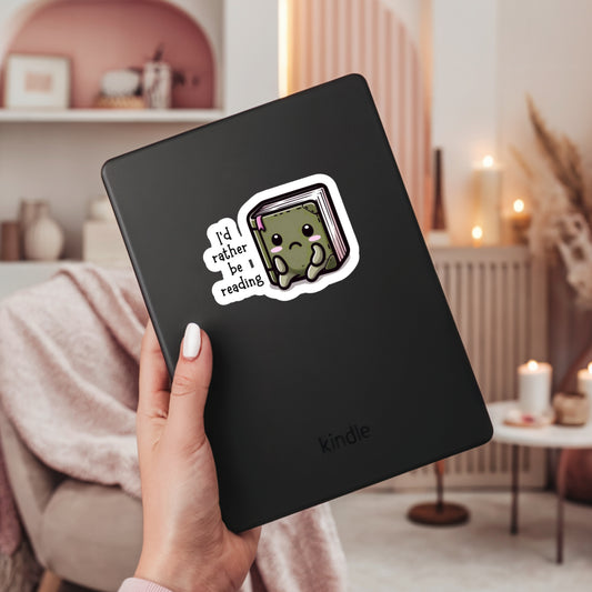 I'd Rather be Reading Kawaii Book Reader Sticker – 3" Waterproof Bookish Sticker with Holo Overlay – Reading, Books, Reader Gift, Book Lover