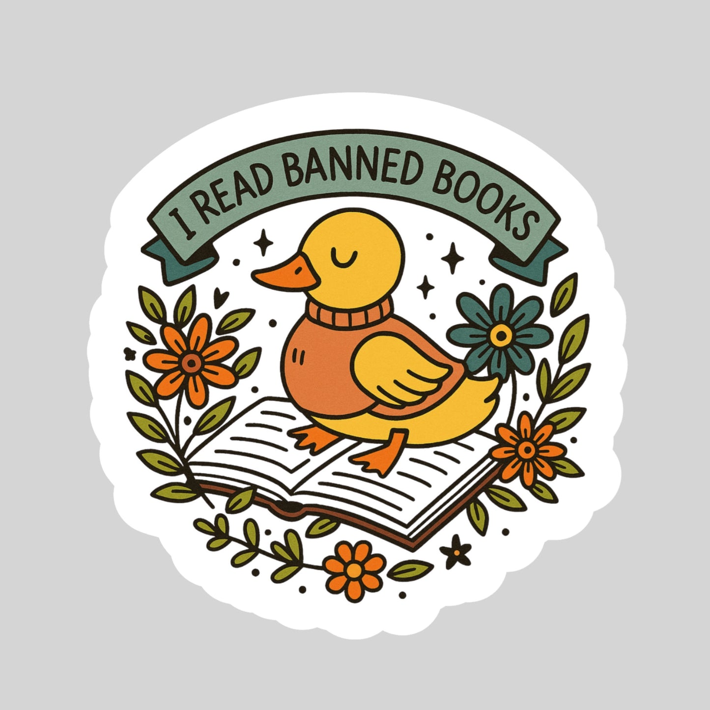 I Read Banned Books Book Reader Sticker – 3" Waterproof Bookish Sticker with Holo Overlay – Reading, Book, Book Lover, Bookstore Merch