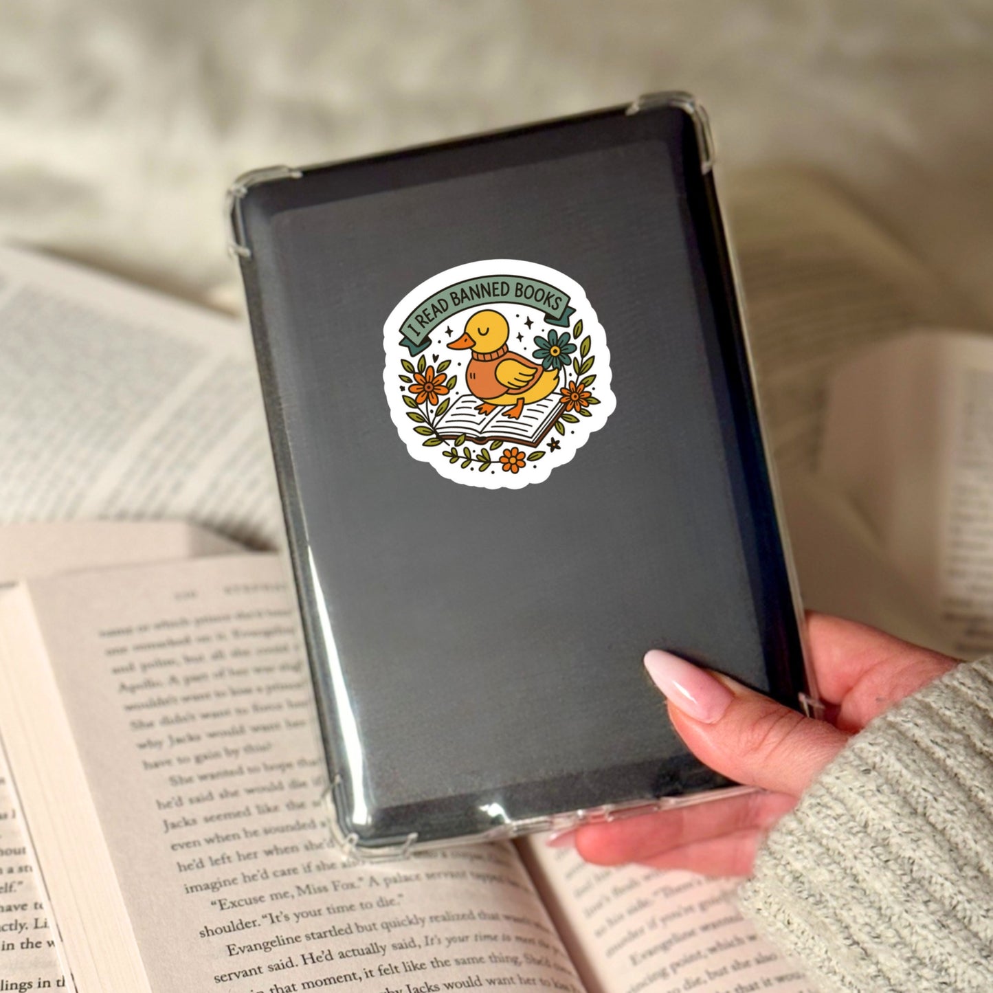 I Read Banned Books Book Reader Sticker – 3" Waterproof Bookish Sticker with Holo Overlay – Reading, Book, Book Lover, Bookstore Merch