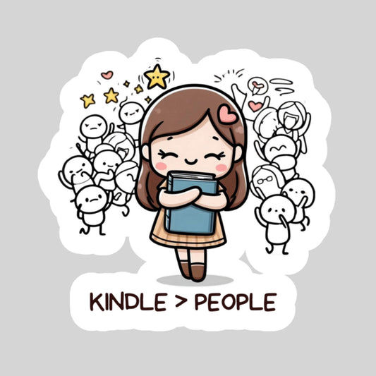 Kindle Greater Tahn People Book Reader Sticker – 3" Waterproof Bookish Sticker with Holo Overlay – Reading, Books, Book Lover, Bookstore