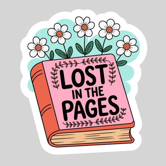 Lost in the Pages Book Reader Sticker – 3" Waterproof Bookish Sticker with Holo Overlay – Reading, Books, Reader Gift, Book Lover