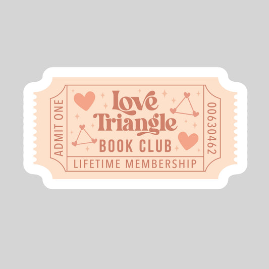 Love Triangle Book Club Book Reader Sticker – 3" Waterproof Bookish Sticker with Holo Overlay – Reading, Books, Book Lover, Bookstore