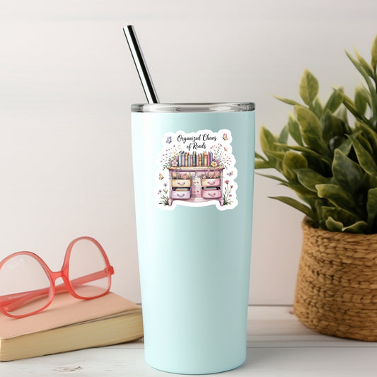 Organized Chaos of Reads Book Reader Sticker – 3" Waterproof Bookish Sticker with Holo Overlay – Reading, Books, Reader Gift, Book Lover