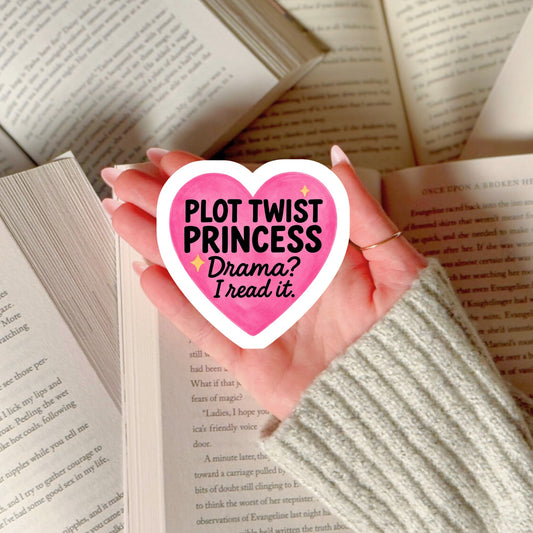 Plot Twist Princess Book Reader Sticker – 3" Waterproof Bookish Sticker with Holo Overlay – Reading, Books, Reader Gift, Book Lover,