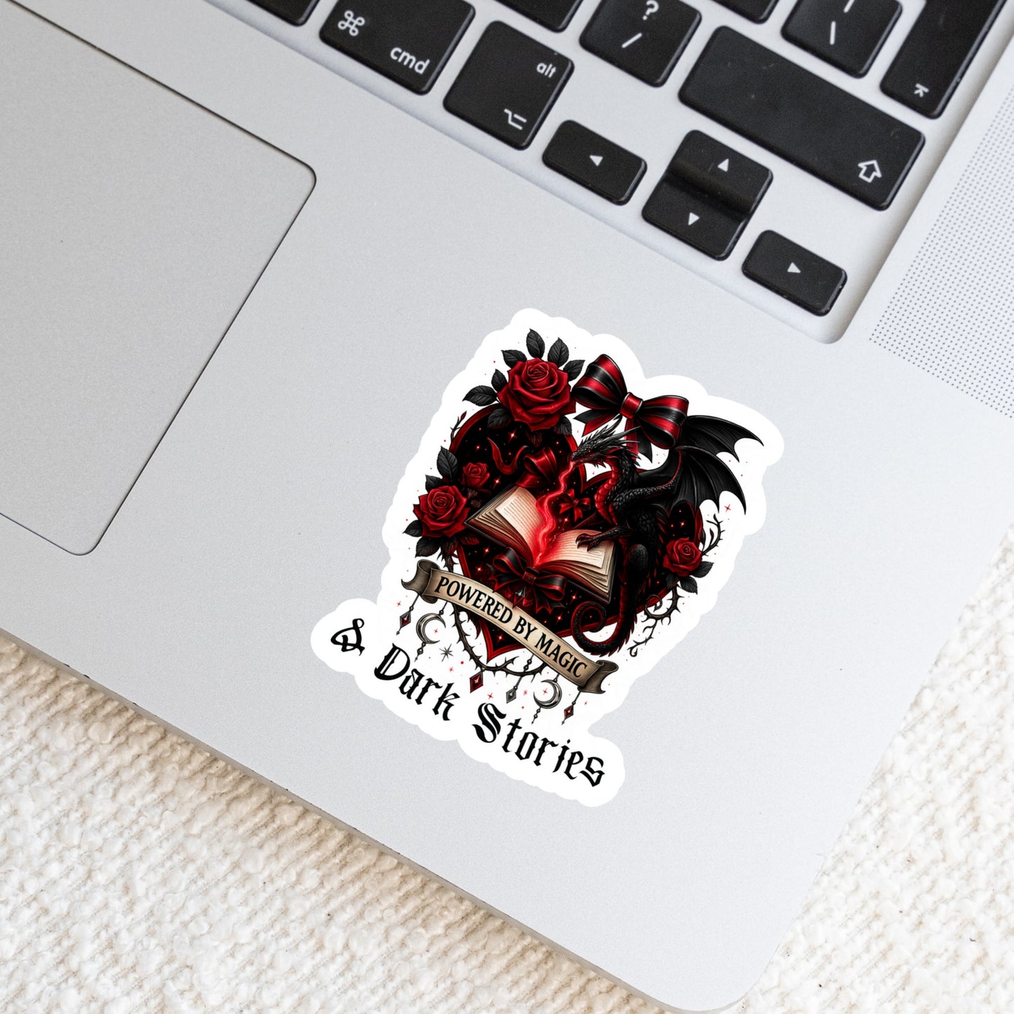 Powered by Magic and Dark Stories Book Reader Sticker – 3" Waterproof Bookish Sticker with Holo Overlay – Reading, Books, Book Lover