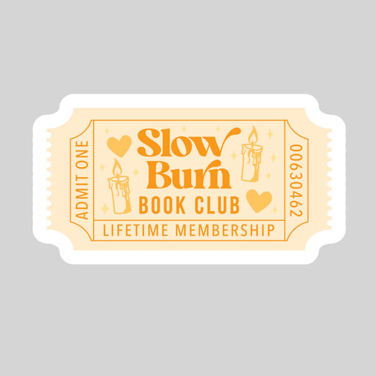 Slow Burn Book Club Book Reader Sticker – 3" Waterproof Bookish Sticker with Holo Overlay – Reading, Books, Reader Gift, Book Lover