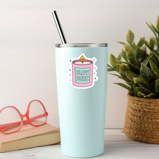 Slow Burn CandleBook Reader Sticker – 3" Waterproof Bookish Sticker with Holo Overlay – Reading, Books, Reader Gift, Book Lover, Bookstore