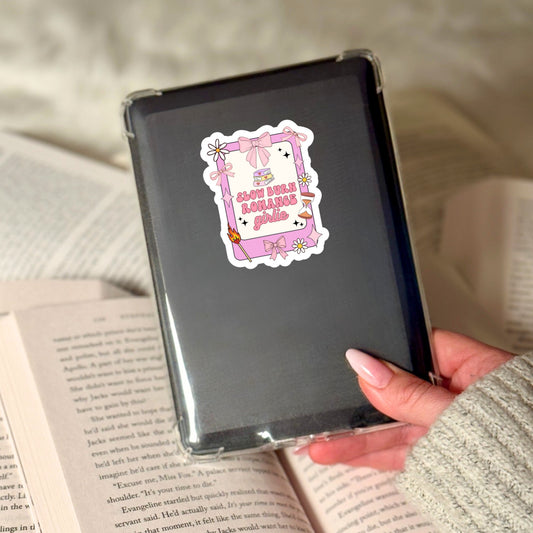 Slow Burn Romance Girlie Book Reader Sticker – 3" Waterproof Bookish Sticker with Holo Overlay – Reading, Books, Reader Gift, Book Lover