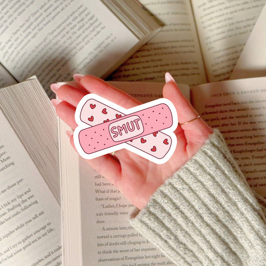 SMUT BandAid Book Reader Sticker – 3" Waterproof Bookish Sticker with Holo Overlay – Reading, Books, Reader Gift, Book Lover, Bookstore
