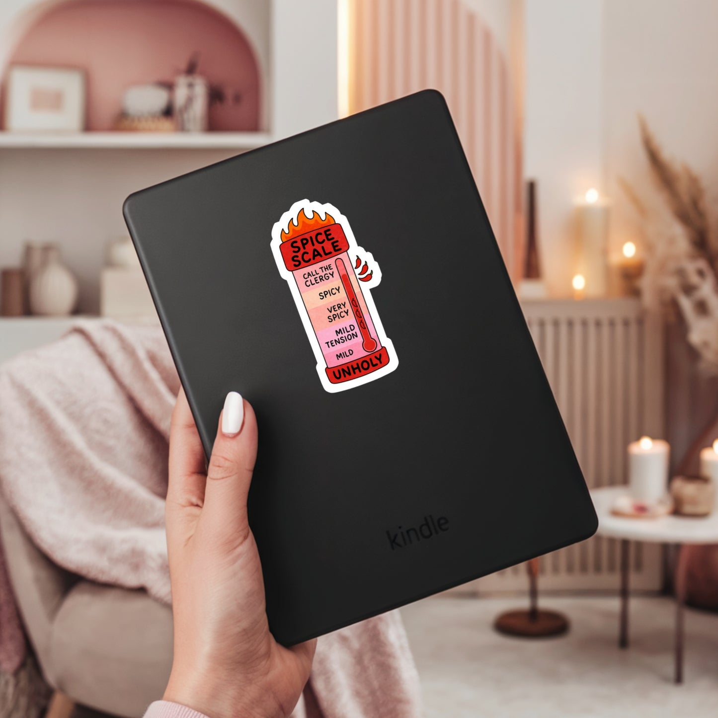 Spice Scale Romance Book Reader Sticker – 3" Waterproof Bookish Sticker with Holo Overlay – Reading, Books, Book Lover, Bookstore