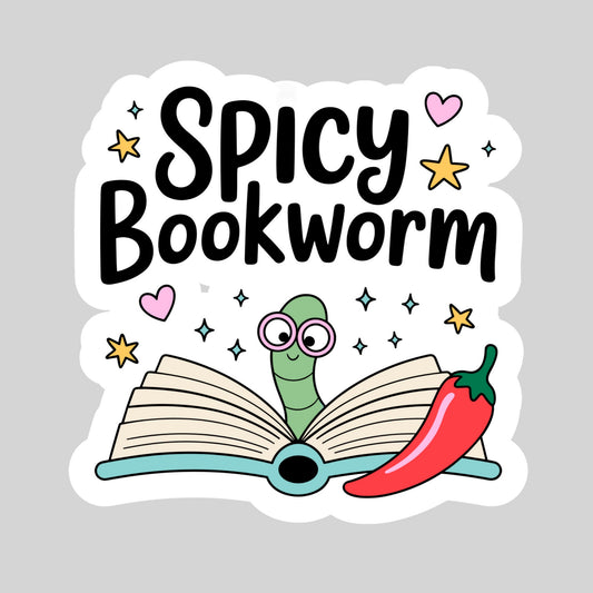 Spicy Book worm Book Reader Sticker – 3" Waterproof Bookish Sticker with Holo Overlay – Reading, Books, Reader Gift, Book Lover, Bookstore