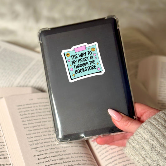 The Way to My Heart is Through the Bookstore Book Reader Sticker – 3" Waterproof Bookish Sticker with Holo Overlay – Reading, Books