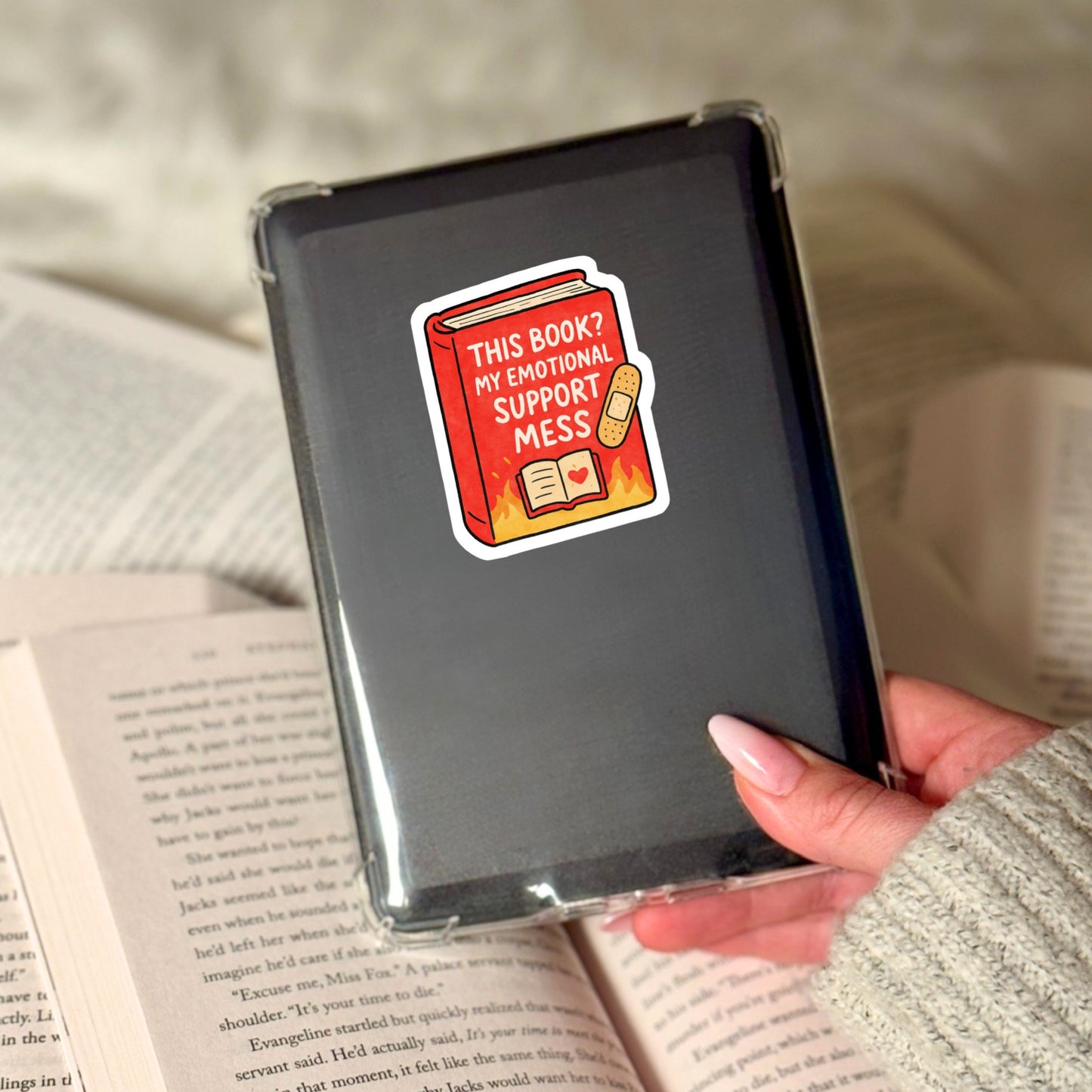 This Book? My Emotional Support Book Reader Sticker – 3" Waterproof Bookish Sticker with Holo Overlay – Reading, Books, Book Lover