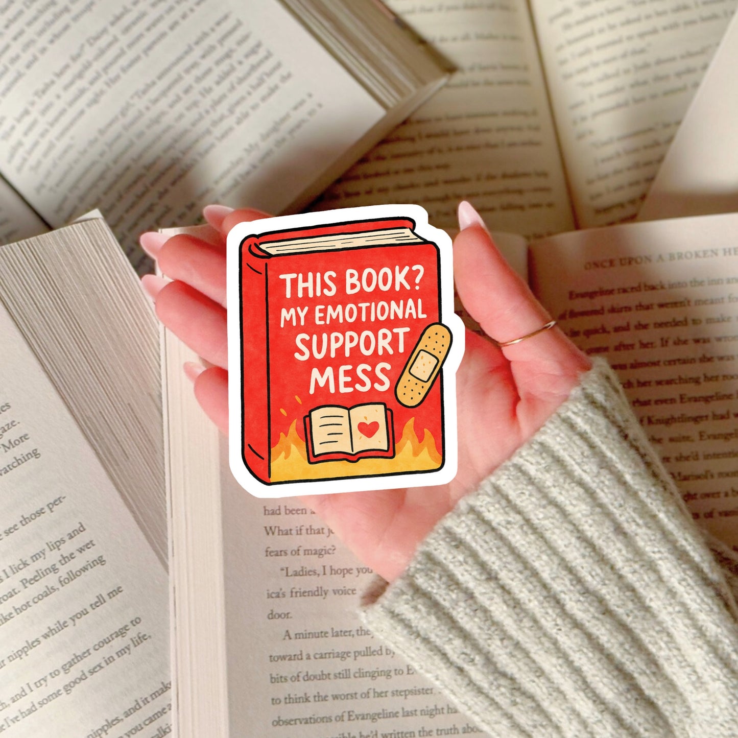 This Book? My Emotional Support Book Reader Sticker – 3" Waterproof Bookish Sticker with Holo Overlay – Reading, Books, Book Lover