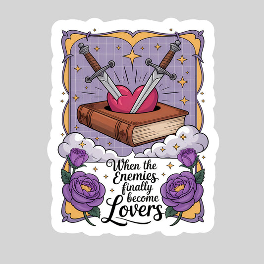 When the Enemies Finally Become Lovers Book Reader Sticker – 3" Waterproof Bookish Sticker with Holo Overlay – Reading, Books, Book Lover